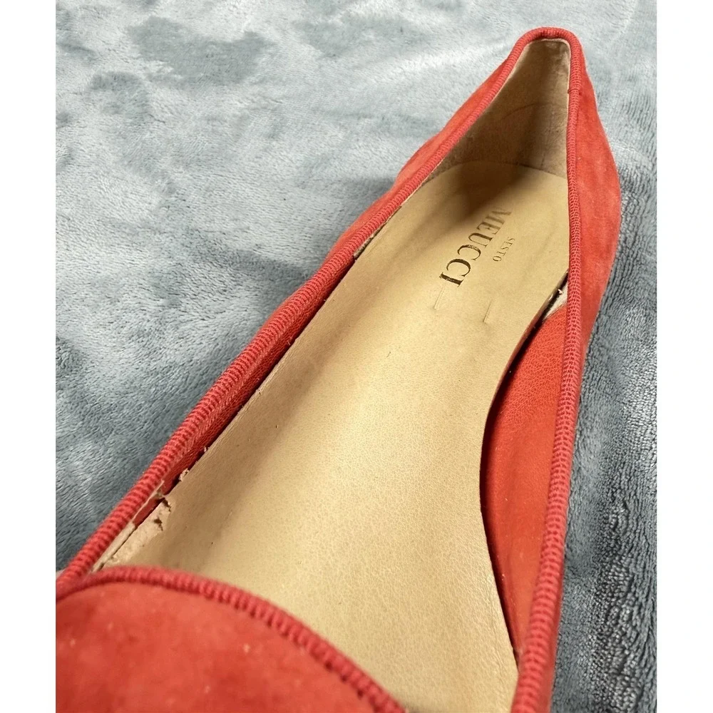 Sesto‎ Meucci Shoes Womens Size 9.5 Red Suede Rhinestone Flats Slip On Italy